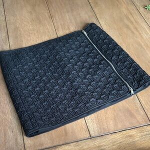 Armani Exchange (AX) Black Textured Floral Mini Skirt with Silver Side Zip